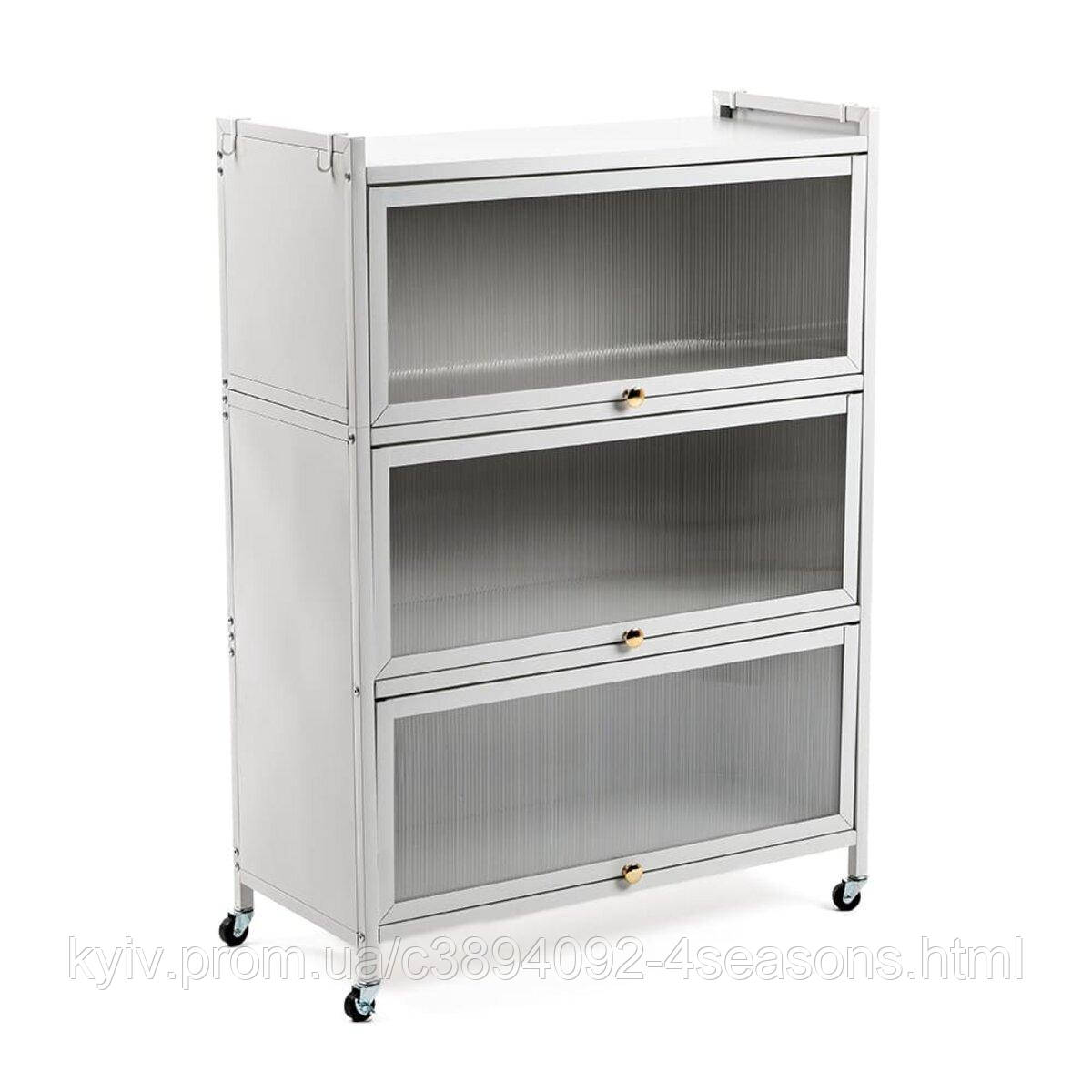 Шафа мобільна для зберігання розкладна триярусна з сталі світло-сіра 70*36*112,8см SW-00002116, фото 1