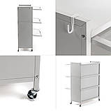 Шафа мобільна для зберігання розкладна триярусна з сталі світло-сіра 70*36*112,8см SW-00002116, фото 5