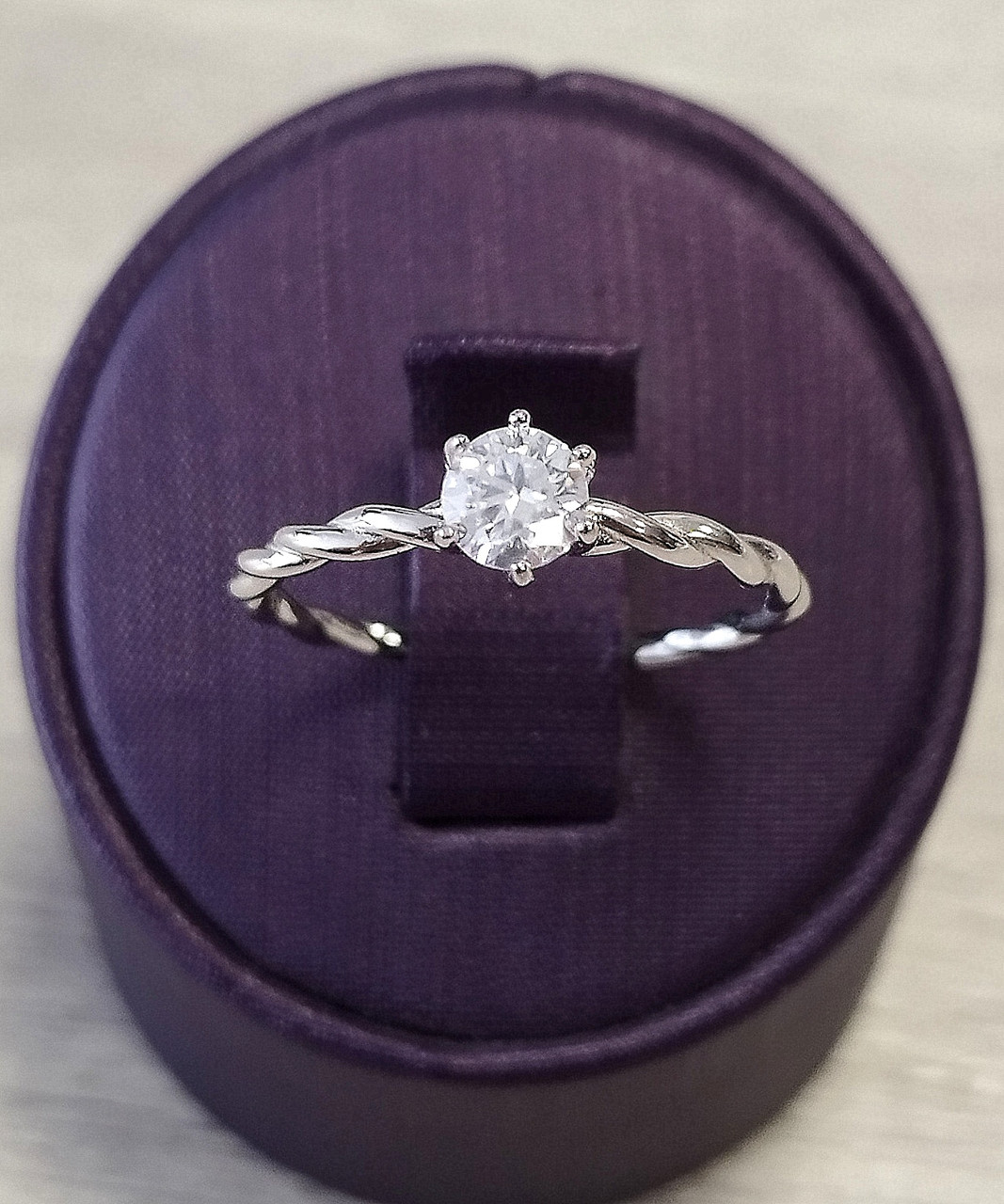 Срібна каблучка з муасанітом 0,5 ct. 5 мм 19 розмір, Сертифікат (219156722), фото 1