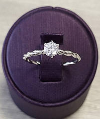 Срібна каблучка з муасанітом 0,5 ct. 5 мм 19 розмір, Сертифікат (219156722)