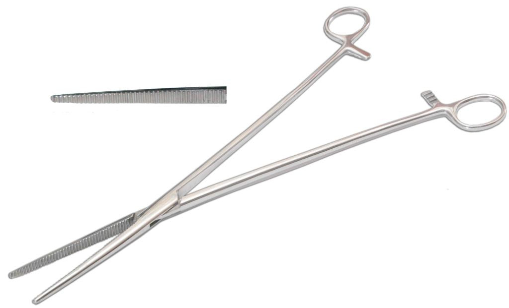 Затискач жорсткий, для піхвових операцій, прямий, 220 мм, №1, фото 1