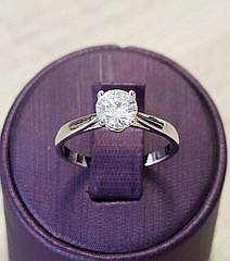 Срібна каблучка з муасанітом 0,8 ct. 6 мм 17,5 розмір, Сертифікат (219157077)