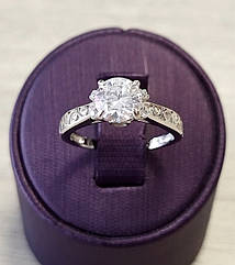 Срібна каблучка з муасанітом 1,2 ct. 7 мм 19 розмір, Сертифікат (219158579)