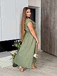 Жіноча літня сукня з розрізом, гумка по талії Тканина: льон жатка Розміри: 48-50, 52-54, 56-58, фото 7