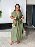 Жіноча літня сукня з розрізом, гумка по талії Тканина: льон жатка Розміри: 48-50, 52-54, 56-58, фото 4