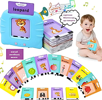 Карти навчальні Монтессорі для вивчення англійської мови на 224 слова 112 двосторонніх карт блакитний колір