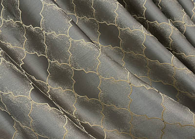 Шторна тканина жакард, колеція "SAPFIR". Колір сірий з бежевим. Код 1755ш