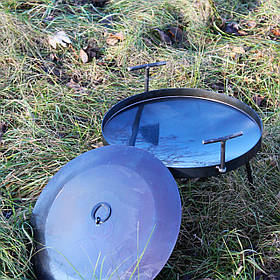 Сковорода з диска борони 50см з кришкою + лопатка, ручки, що знімаються, для пікніка, смаження на природі