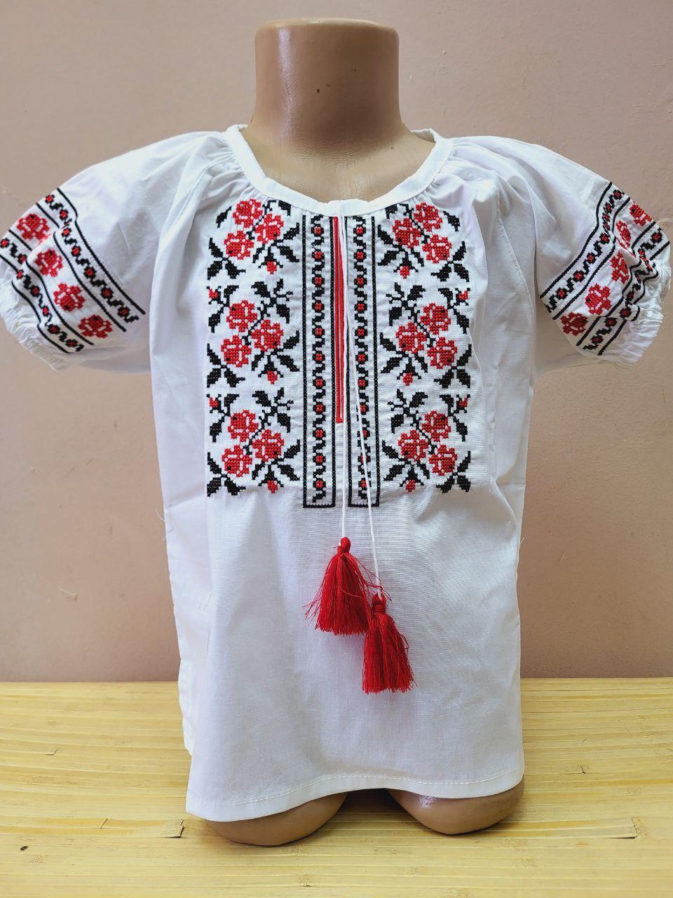 Опт Вишиванка для дівчатз коротким рукавом р. 116-134, червоний