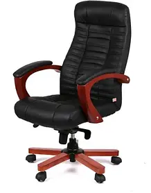 Крісло керівника АКЛАС Атлант EX MB Чорне шкіряне: мультиблок, ергономічне, для офісу та будинку