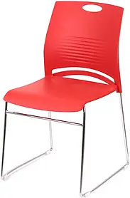 Стілець АКЛАС Плейфул CH Червоний: пластиковий кухонний стілець для кафе, хромований каркас, до 120 кг