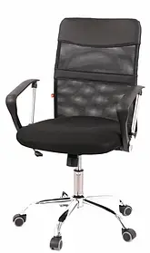 Крісло АКЛАС Віст CH TILT Чорне: сітка/екошкіра, для офісу/будинку, ергономічне, метал, гойдання