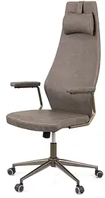 Крісло АКЛАС Ронін CH TILT Сіре (Wax PU 425) | Офісне крісло керівника з підголівником