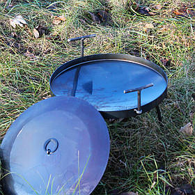 Сковорода з диска борони 40см з кришкою + лопатка, знімні ніжки, для пікніка, багаття