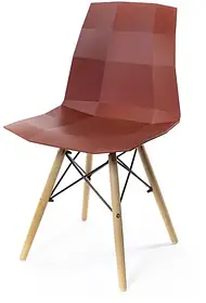 Стілець кухонний АКЛАС Брі EX Червоний (пластик, дерево) для дому/кафе, сучасний дизайн