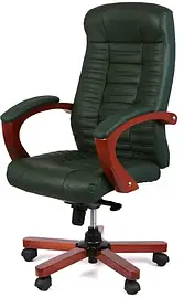 Крісло керівника АКЛАС Атлант EX MB зелене шкіряне: ергономічне, для офісу та будинку