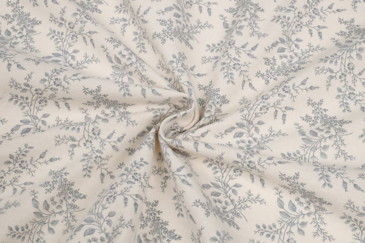 Тепла бавовна Дрібні сірі гілочки на молочному, фото 1