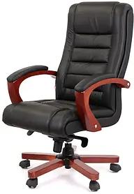 Крісло керівника АКЛАС Гаспар EX MB Чорне (шкіра) / мультиблок, ергономічне, для офісу