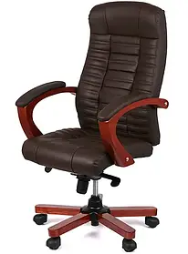 Крісло АКЛАС Атлант EX MB Коричневе шкіряне для керівника: мультиблок, ергономічне, офіс/будинок