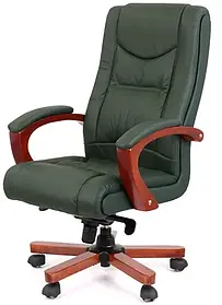 Крісло керівника АКЛАС Артур EX MB зелене шкіряне, для офісу та будинку, мультиблок