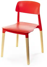 Стілець кухонний АКЛАС Фредо EX Червоний (пластик, дерево) для дому, дачі, офісу | 12 міс гарантії