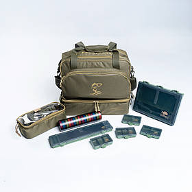 Сумка рибальська Acropolis РСФ-3 2в1: фідер, кароп, 7 коробок, 2 поводочниці, D600, органайзер