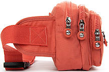 Сумка бананка на пояс на три змійки блискавки жіноча помаранчева тканинна поясна текстильна Jielshi ZT-019, фото 4