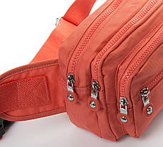 Сумка бананка на пояс на три змійки блискавки жіноча помаранчева тканинна поясна текстильна Jielshi ZT-019, фото 2