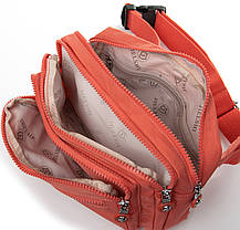 Сумка бананка на пояс на три змійки блискавки жіноча помаранчева тканинна поясна текстильна Jielshi ZT-019, фото 5