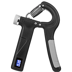 Еспандер кистьовий Gymtek 10-100 кг з лічильником, регульований, чорний, для рук, тренувань, реабілітації