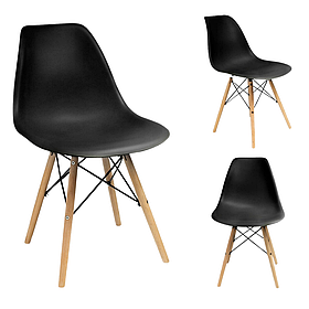 Стілець Eva Jumi сканді чорний: пластик/дерево, обідній, ергономічний, 100 кг, для кухні, модерн.