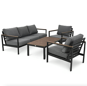 Комплект садових меблів Di Volio Tivoli (5 місць) графіт/сірий: алюміній, подушки, стіл