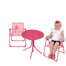 Комплект дитячих садових меблів Jumi Baby (рожевий) зі столиком, стільцями та парасолькою для саду