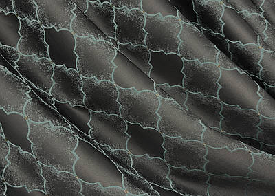 Шторна тканина жакард, колеція "SAPFIR". Колір графітовий з бірюзовим. Код 1754ш