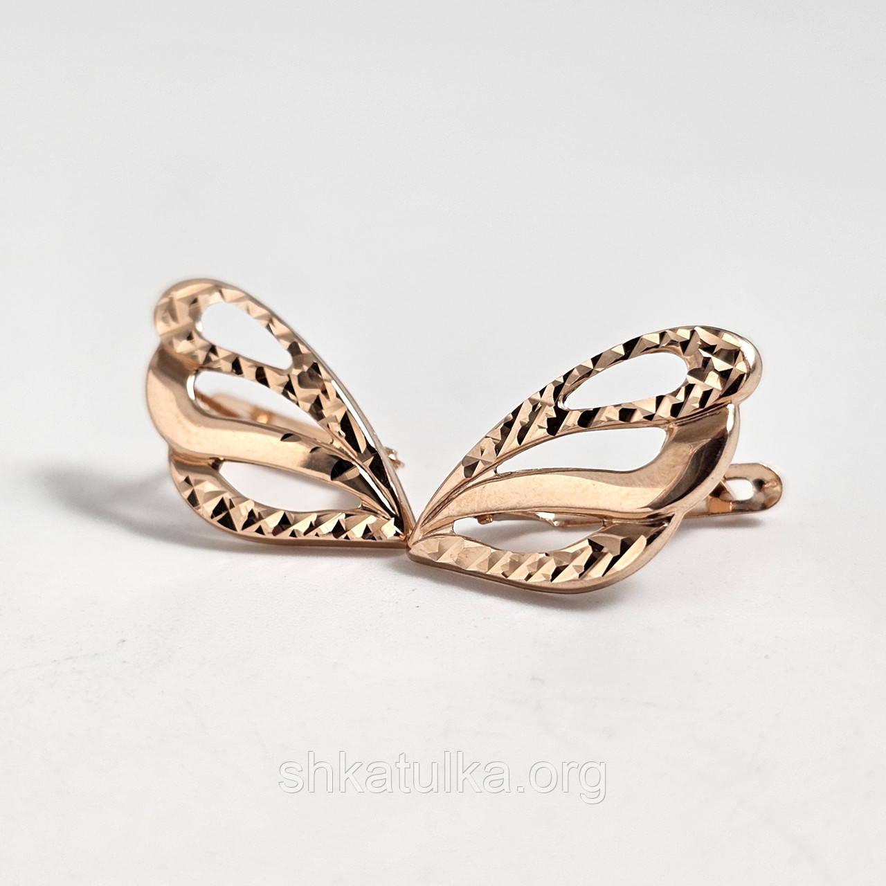 Сережки золоті ажурні з алмазною гранню без каменів, фото 1