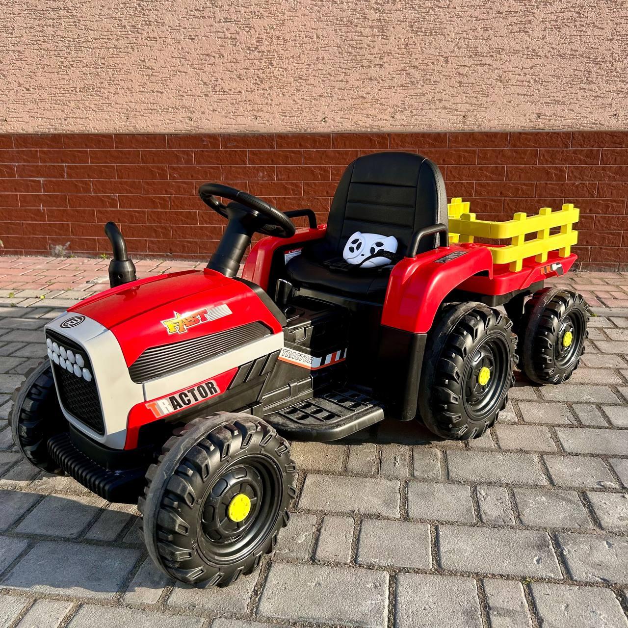 Дитячий електромобіль Трактор із причепом на радіокеруванні Bambi M 5733 Червоний