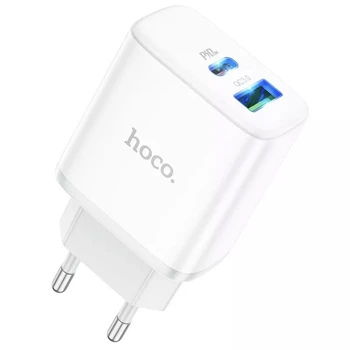 Сетевое зарядное устройство Hoco C105А (USB/USB-C/PD25W/QC3.0)- белый