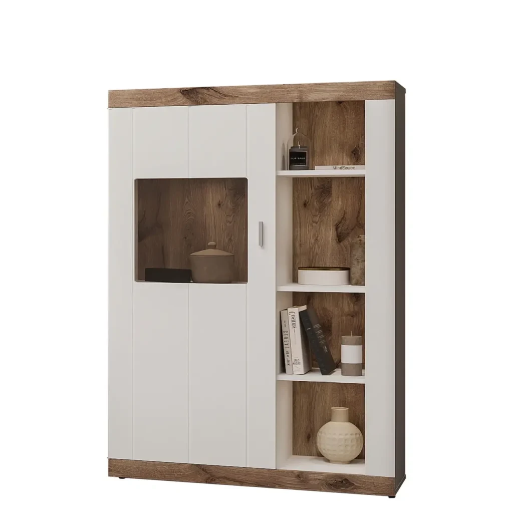 Пенал низький 1Д Санторіні білий/дуб вікінг Сокме, фото 1