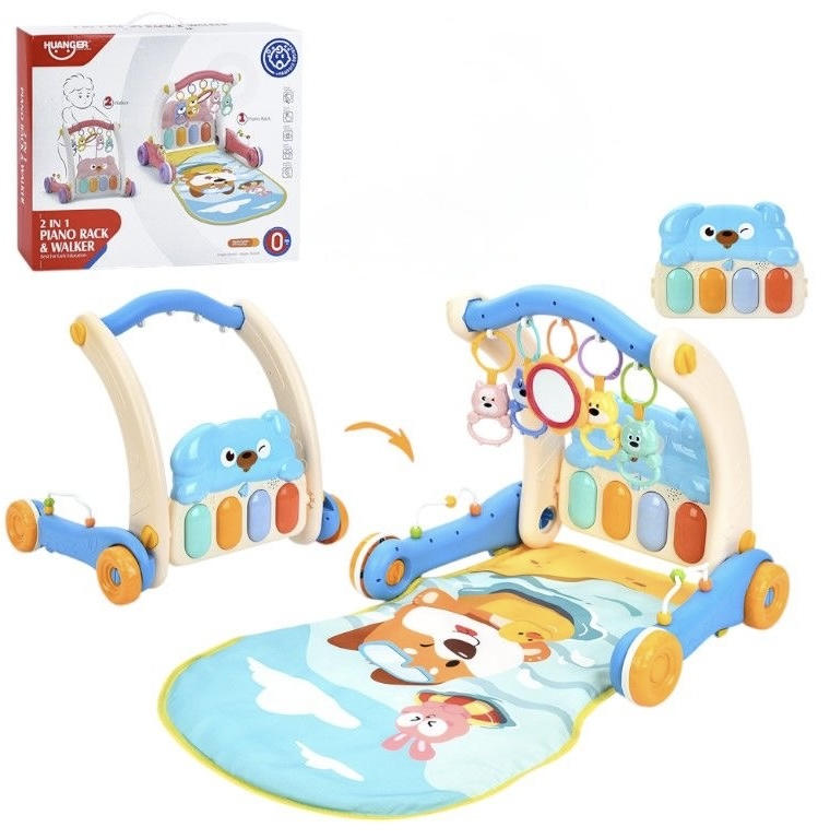 Дитяча каталка-ходунки 3 в 1 HE0612 Ходунки з килимком та ігровим центром, фото 1