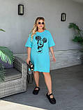 Бірюзова літня сукня-футболка з Мікі Маусом батал, фото 5