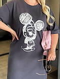 Графітова літня сукня-футболка з Мікі Маусом батал, фото 3