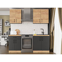 Кухня модульна Еверест Оптіма набір №2 Дуб крафт золотий+Антрацит 2 м (без стільниці) (DTM-5695)