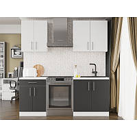 Кухня модульна Еверест Оптіма набір №2 Німфея альба+Антрацит 2 м (без стільниці) (DTM-5697)