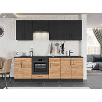 Кухня модульна Еверест Оптіма набір №7 Антрацит+Дуб крафт золотий 2,4 м (без стільниці) (DTM-5719)