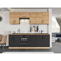 Кухня модульна Еверест Оптіма набір №7 Дуб крафт золотий+Антрацит 2,4 м (без стільниці) (DTM-5720)