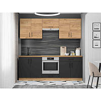 Кухня модульна Еверест Оптіма набір №8 Дуб крафт золотий+Антрацит 2,2 м (без стільниці) (DTM-5721)