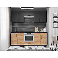 Кухня модульна Еверест Оптіма набір №8 Антрацит+Дуб крафт золотий 2,2 м (без стільниці) (DTM-5723)