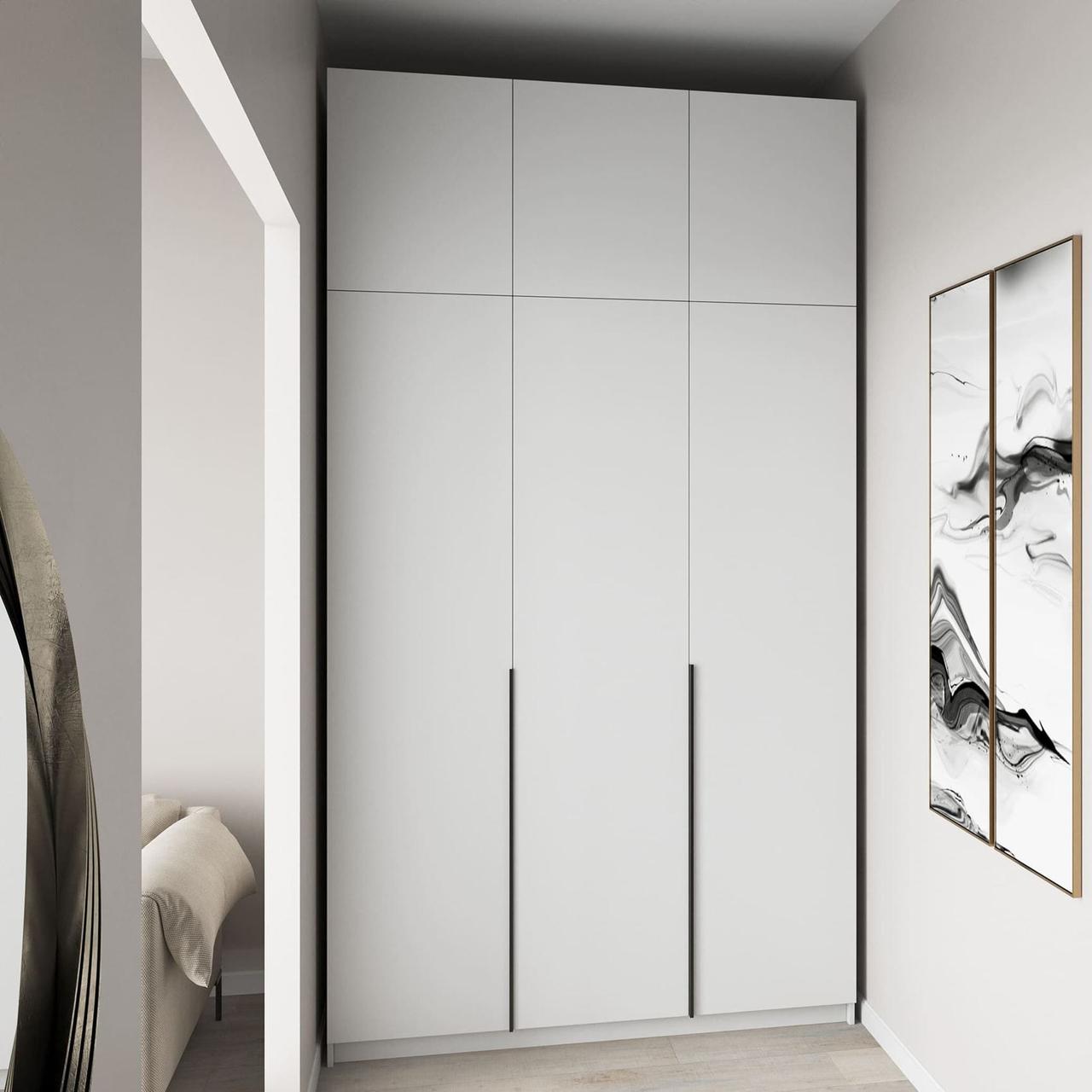 Шафа тристулкова з полицями та штангою Місткі шафи розпашні готові з Ламінованого ДСП, фото 1