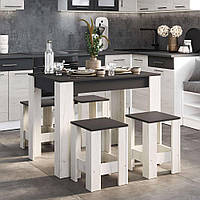 Обідній комплект Еверест стіл СТО-1/4 табурети Т-1 (4шт) Графіт/Дуб крафт білий (DTM-071149)