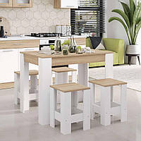 Обідній комплект Еверест стіл СТО-1/4 табурети Т-1 (4шт) Дуб сонома/Німфея Альба (DTM-071148)